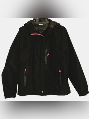 Frogg Toggs Toadz Waterproof Rain Jacket Women's Sz M Black Pink Hooded Outdoors